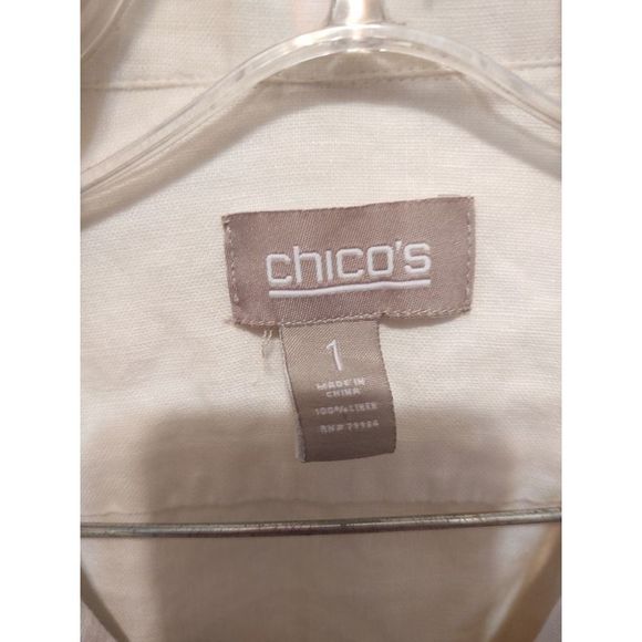 Chico's White Button Front Shirt Women's Size 1 - Picture 4 of 4